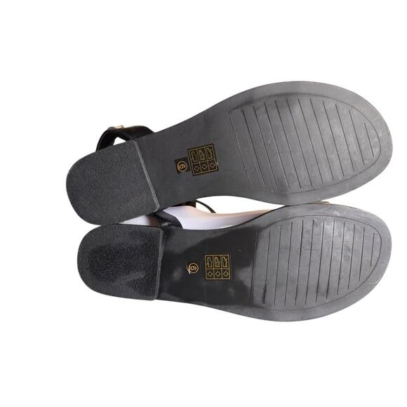 ASOS Womens Size 6 Black Flat Sandals Gold Buckle Details Ankle Straps - Picture 7 of 10